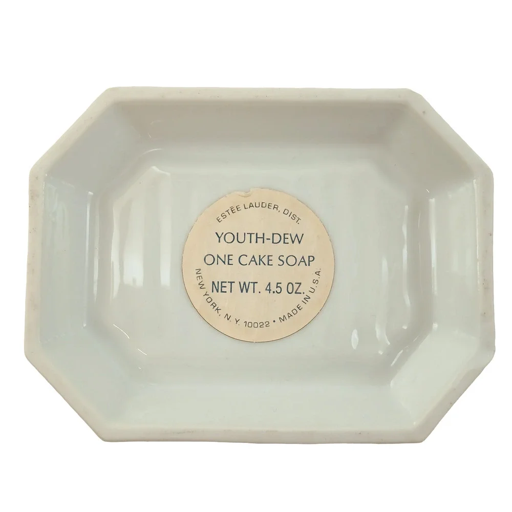 Estee Lauder Youth Dew Porcelain Soap Dish Vintage 4.5 oz Floral Bar Holder